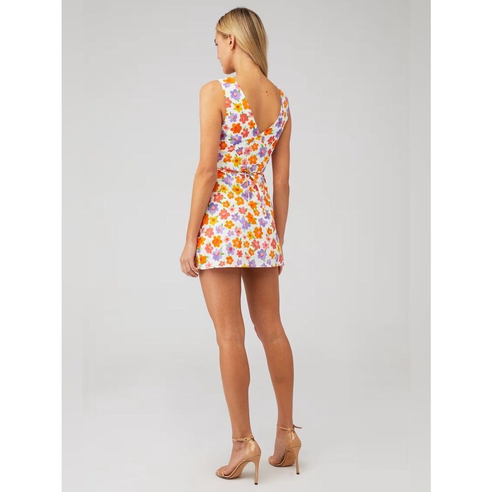 PepperMayo Women's Monday Margs Floral Linen Blend Mini Dress in Blooming Size 2 - Picture 3 of 11